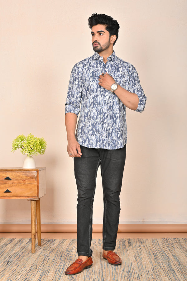 Multi Ikat Printed Cotton Full Sleeves Shirt